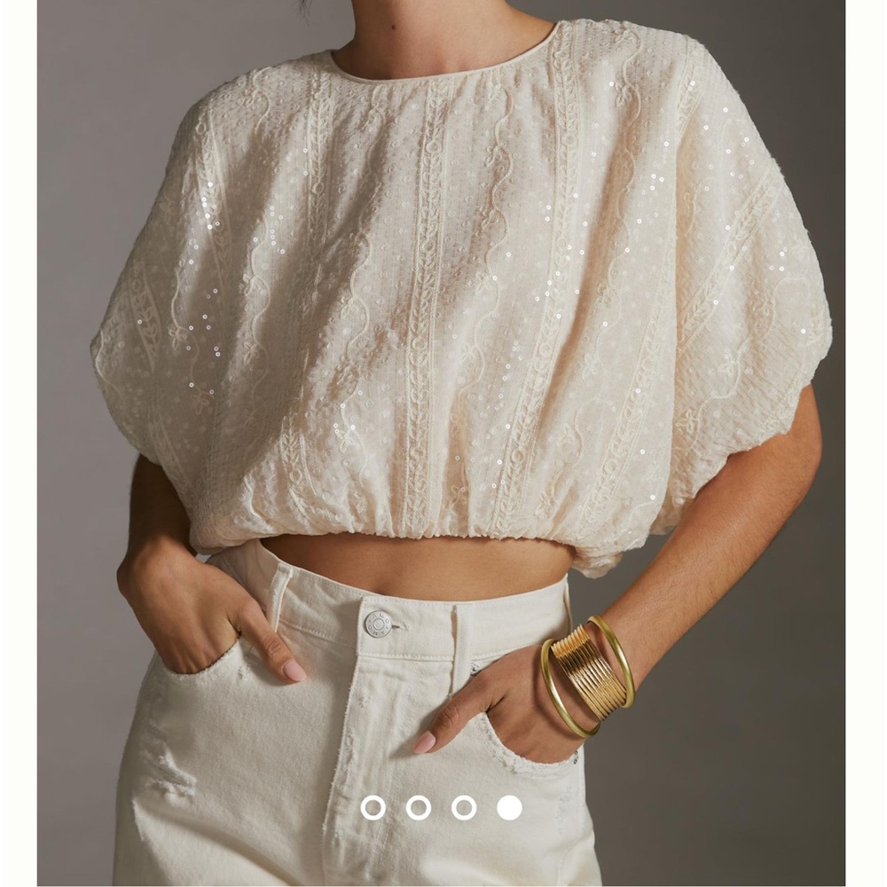New Anthropologie “Endless Rose” Bubble Pullover Top